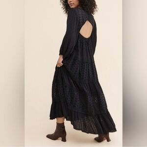 FREE PEOPLE Mockingbird Black Maxi Dress sz XS